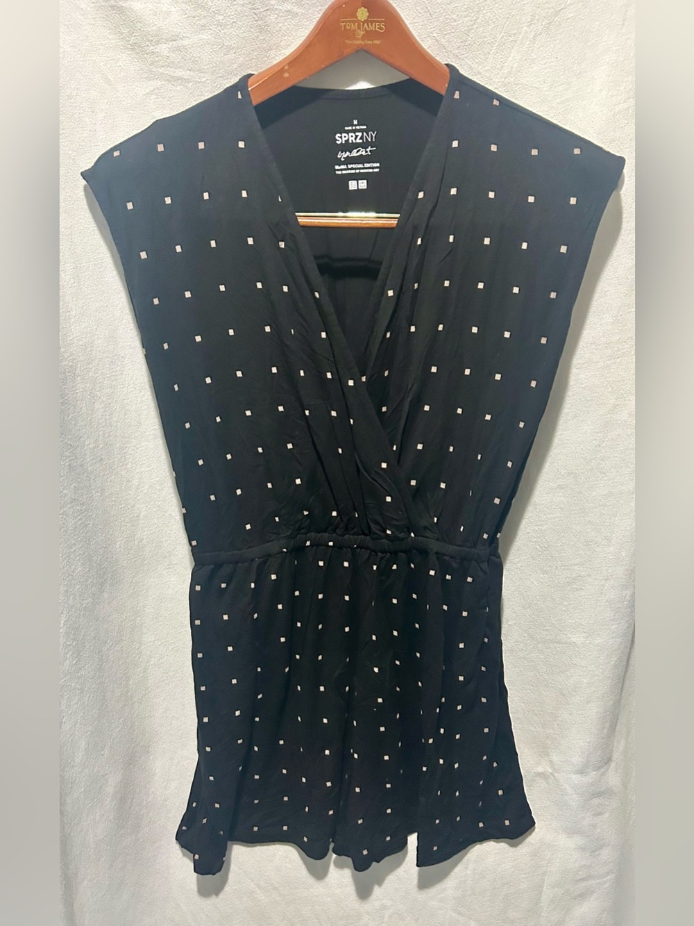 Uniqlo SPRZ NY x MoMA Special Edition Wrap Romper Black Geo Print Size M Womens